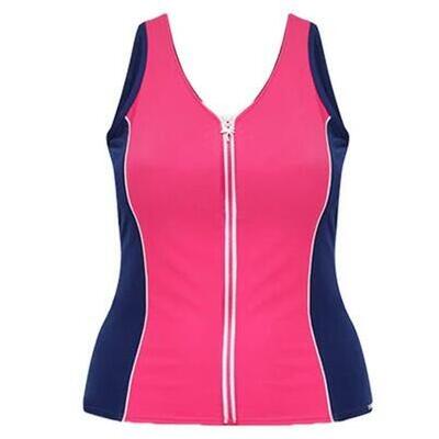 [Luxe Sport Zip Front Tankini Top]