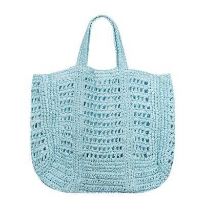 [Large Woven Beach Bag in Sky Blue - $89.95]