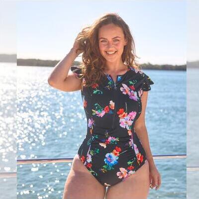 [Malibu Floral Zip Up One Piece Bathers]